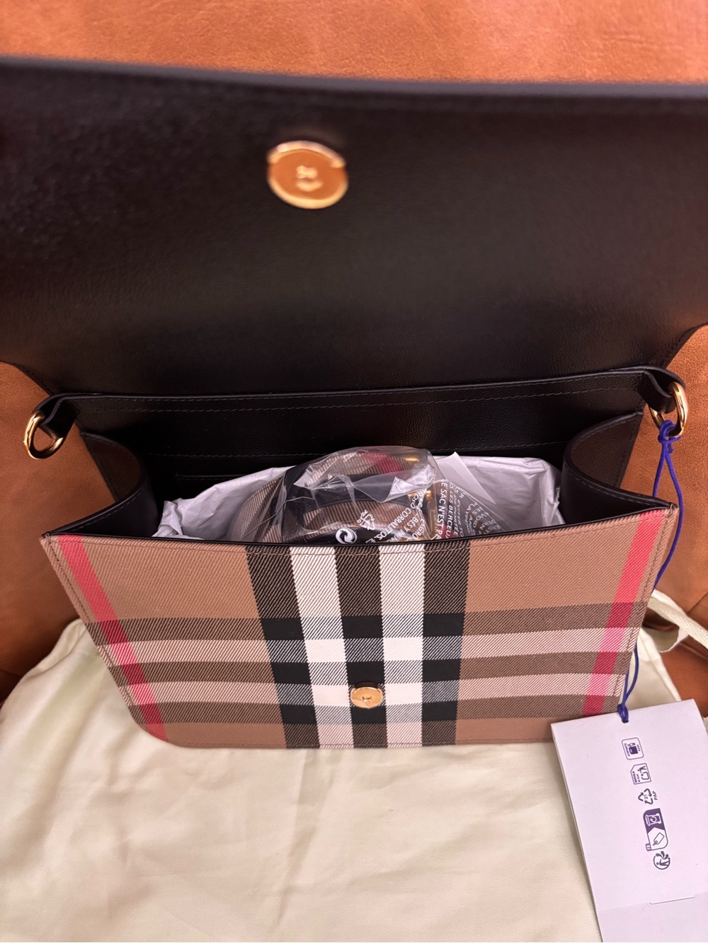 NWT Burberry Mackford MX House Check Leather Shoulder Crossbody Bag - Picture 4 of 13
